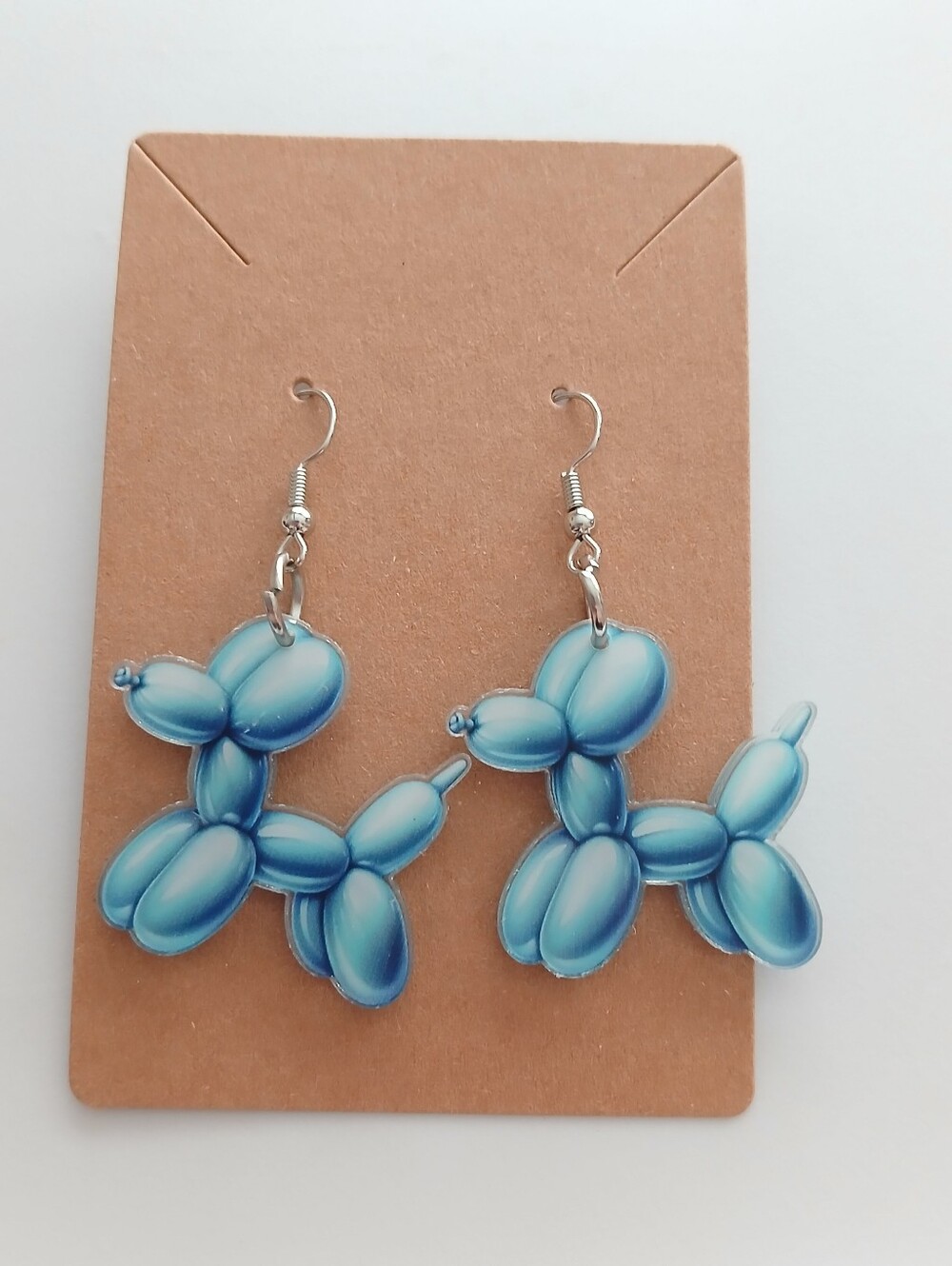 Blue Balloon Dog Dangle Earrings